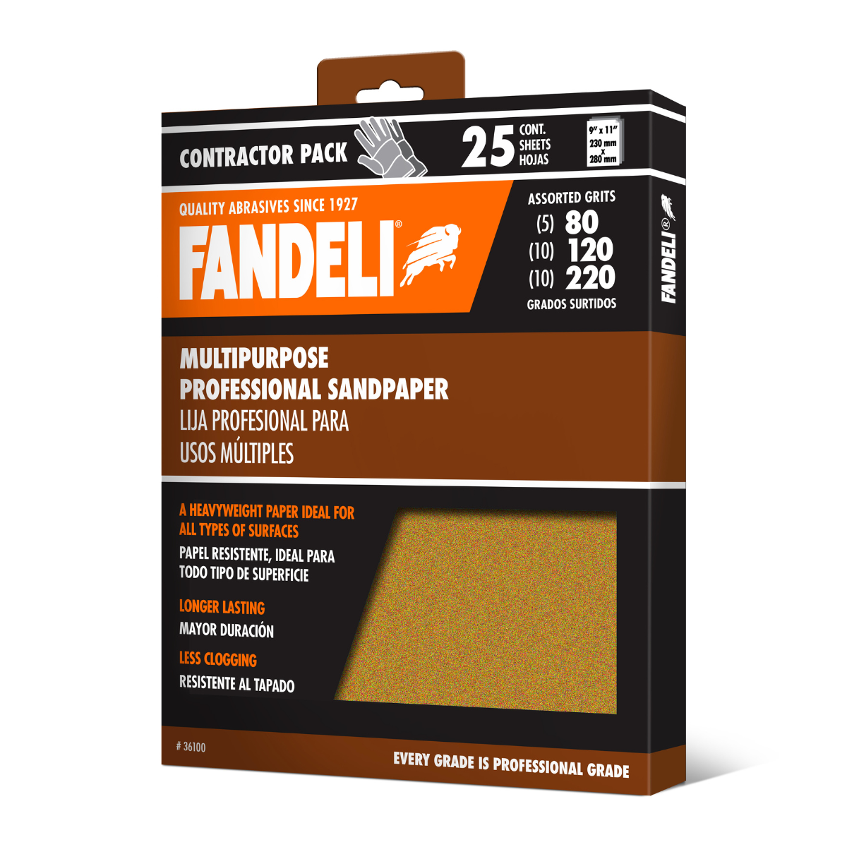 Kit 25 Lijas Multipropósito Granos 80 / 120 / 220 Fandeli