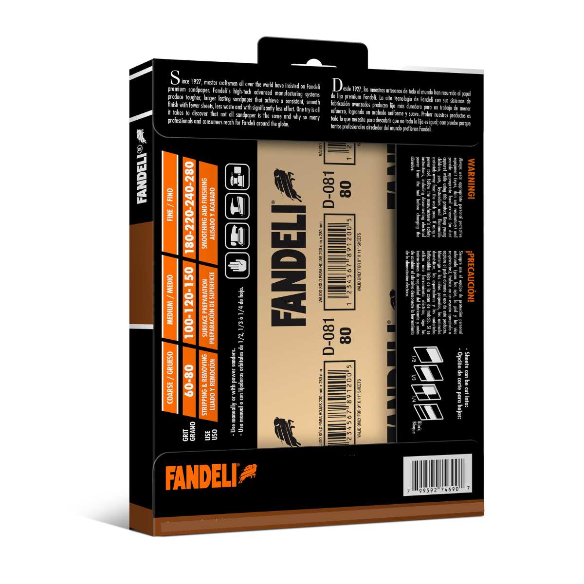 Kit 25 Lijas Multipropósito Granos 80 / 120 / 220 Fandeli