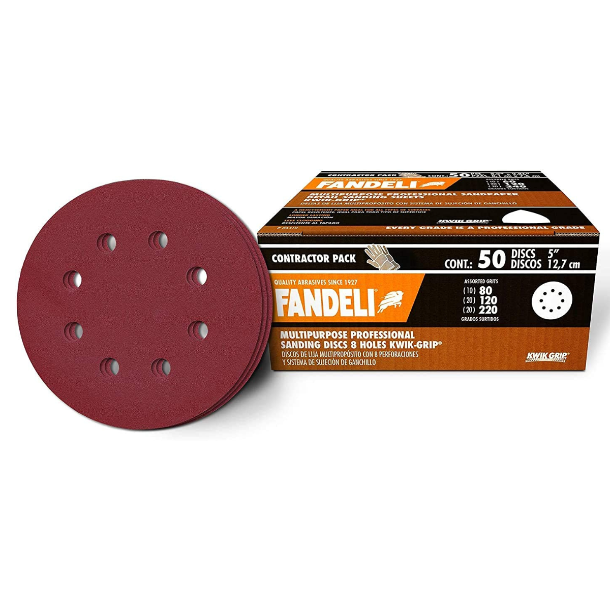 50 Discos Lijas Orbital 5 Pulgadas Granos 80 120 220 Fandeli