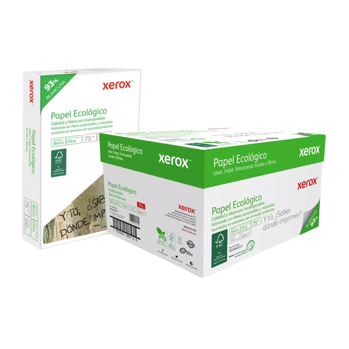 Caja Papel Xerox Ecologico Tamaño Oficio 5000 Hojas Blancas