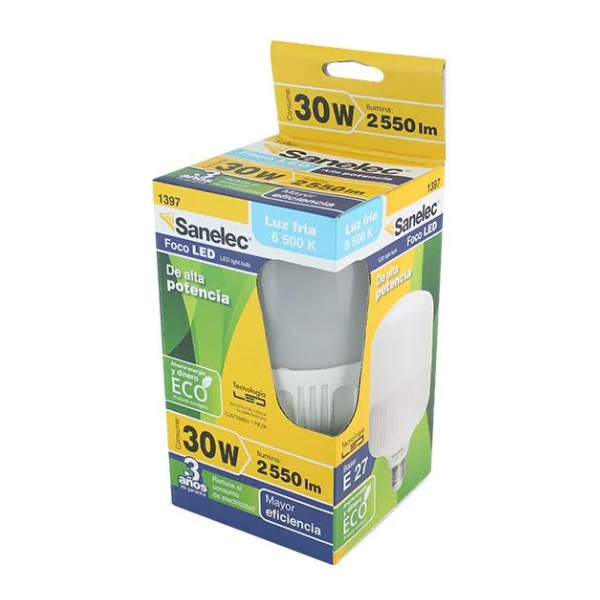 Foco Bala Led 30w Luz Blanca Sanelec