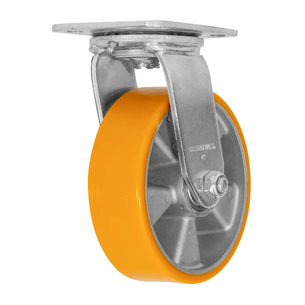 Rodaja De Aluminio PU Naranja Giratoria Con Placa 6" Dogotuls