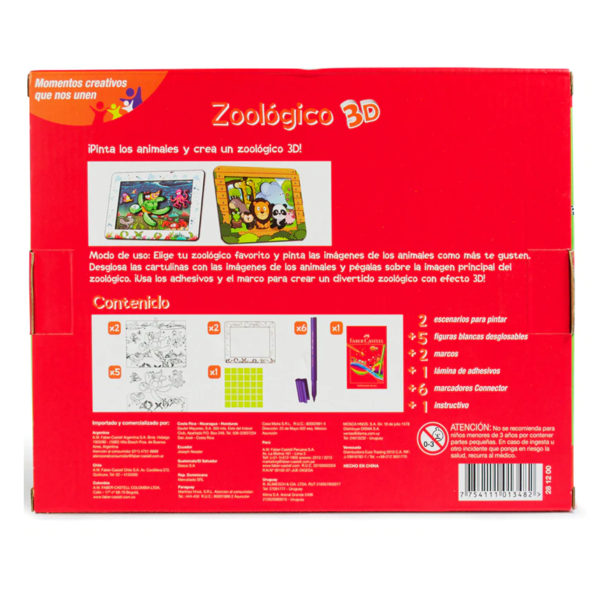 Marcadores Lavable Faber Castell Creativo Zoológico 3D 6 Pz - MarchanteMX