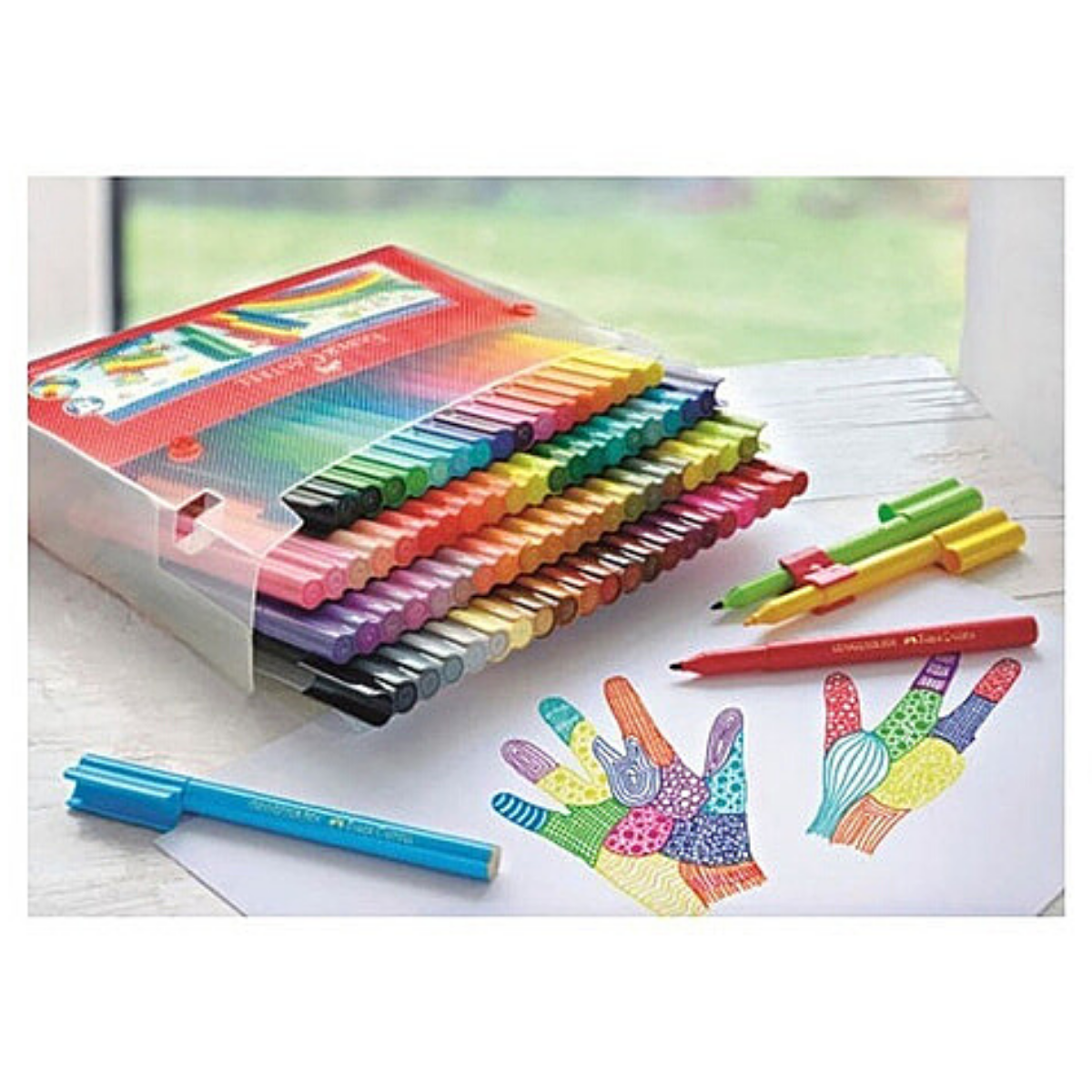 Plumones de Colores Lavables Faber Castell Estuche Rígido 80 Pz - MarchanteMX