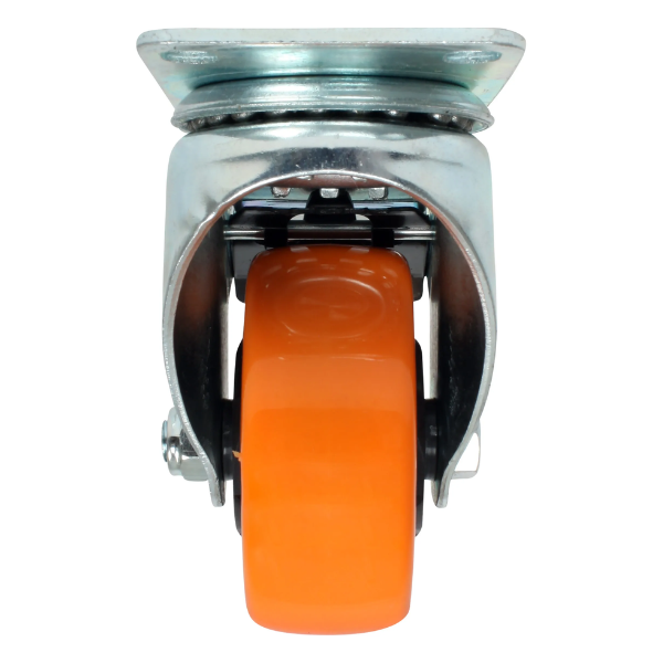Rodaja PVC naranja giratoria con placa y freno 5″ Dogotuls