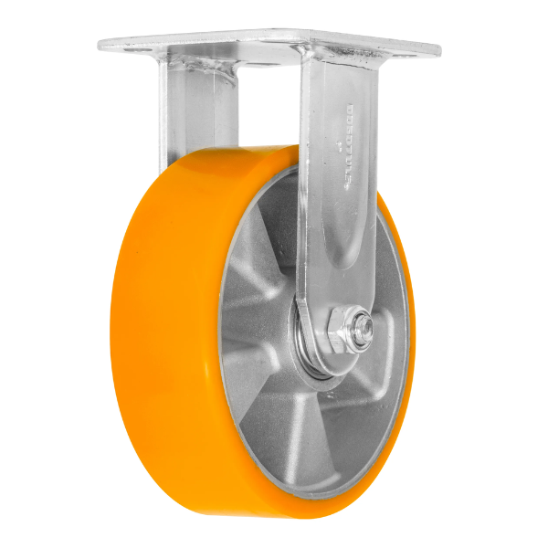 Rodaja De Aluminio PU Naranja Fija Con Placa 6" Dogotuls