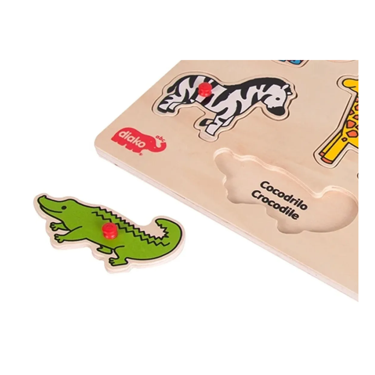 Rompecabezas Animales Salvajes Madera Ingles Español Diako