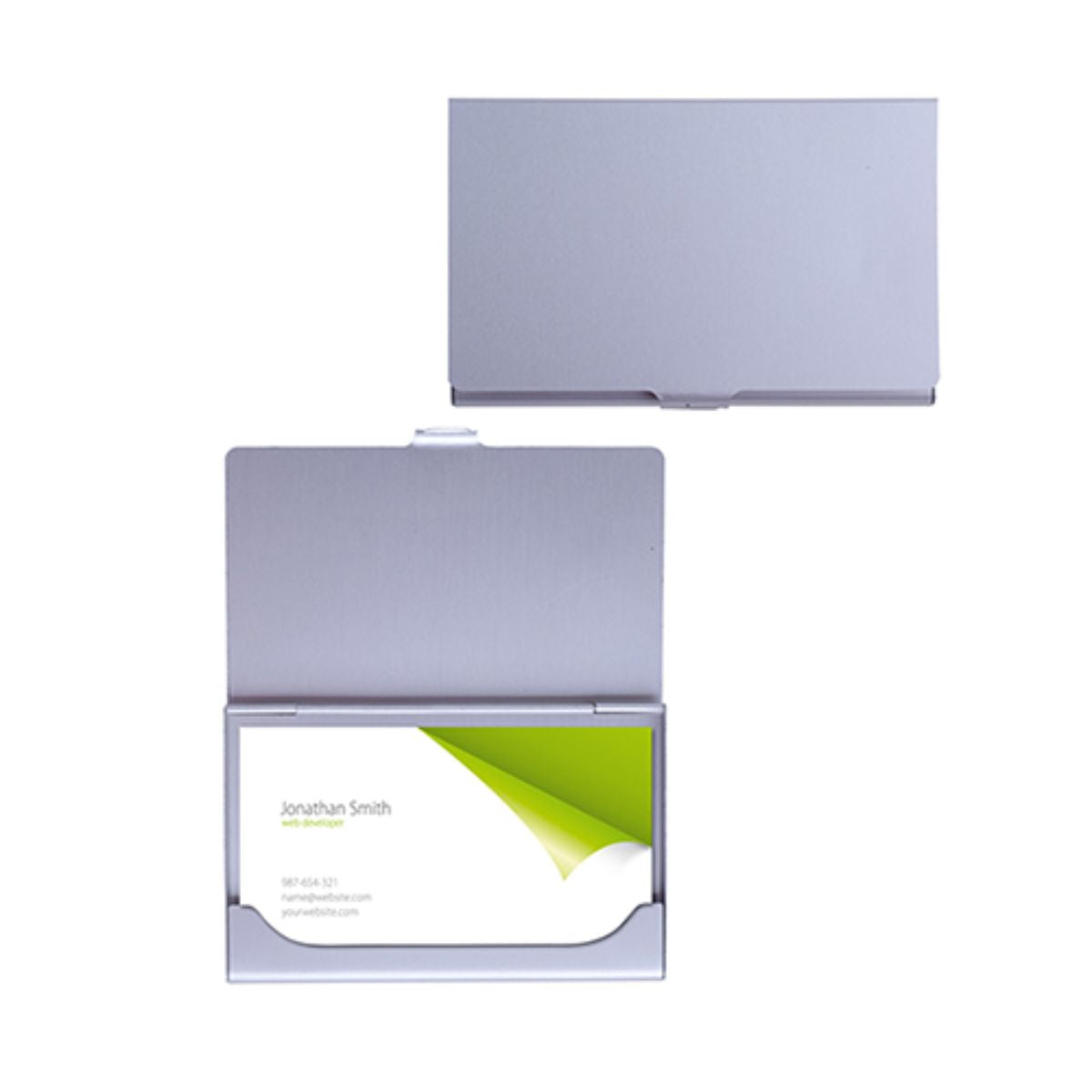 Tarjetero Metalico For Promotional Aluminio Gris Tarjeta