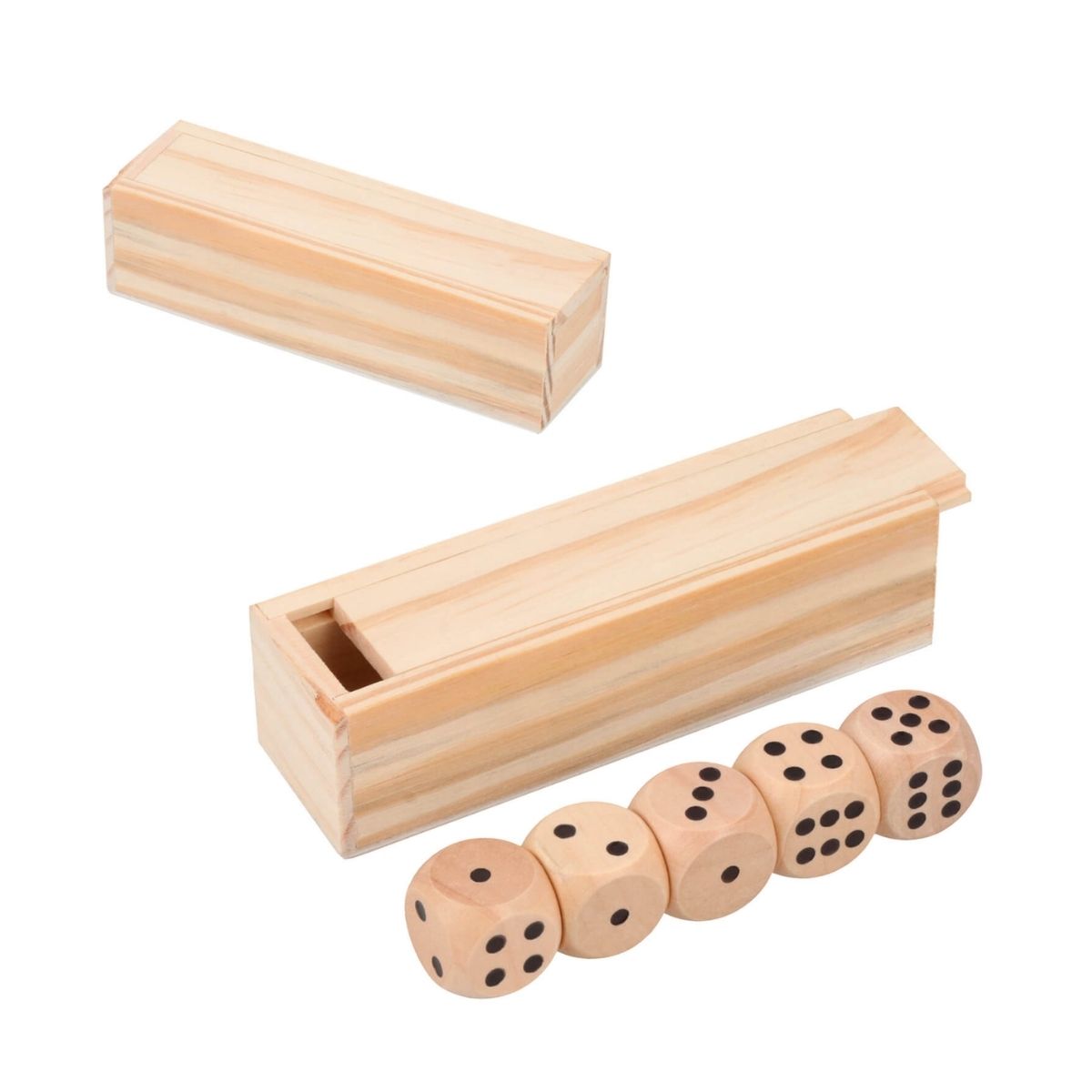 Set 5 Dados Madera For Promotional Estuche Juego Azar