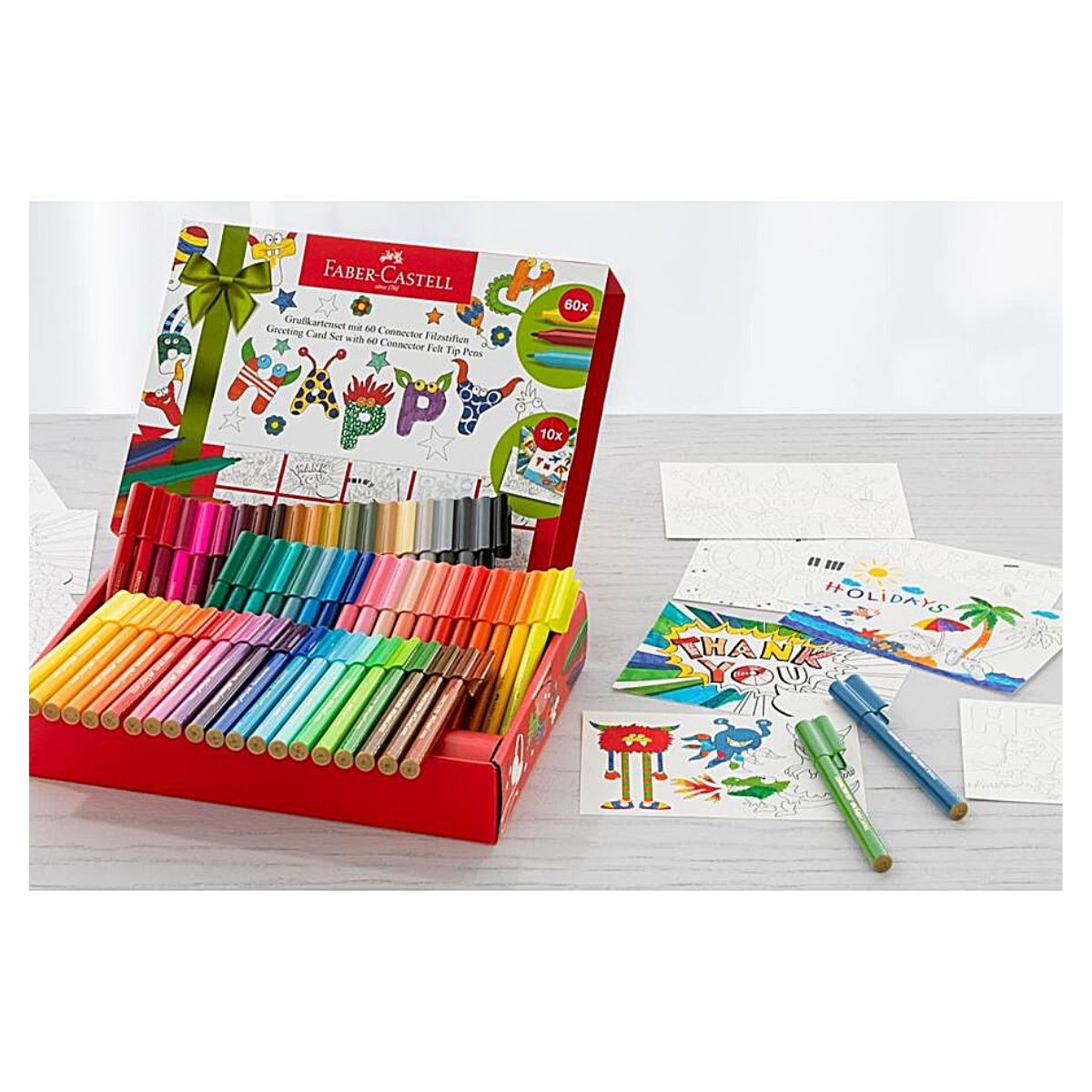Rotuladores Faber Castell 60 Pz y 10 Tarjetas Felicitación - MarchanteMX