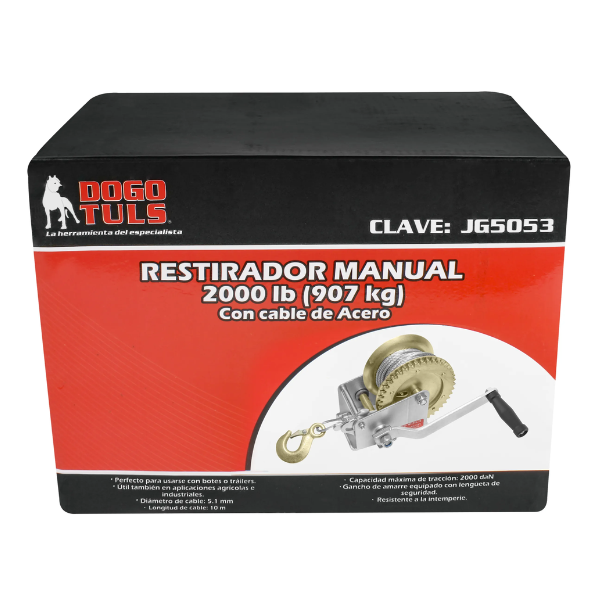 Restirador Manual Malacate con Cable de Acero 2000 lb