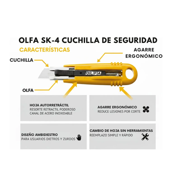 Cutter Cortador Sk-4 Olfa Retráctil Seguridad Navaja Cuter