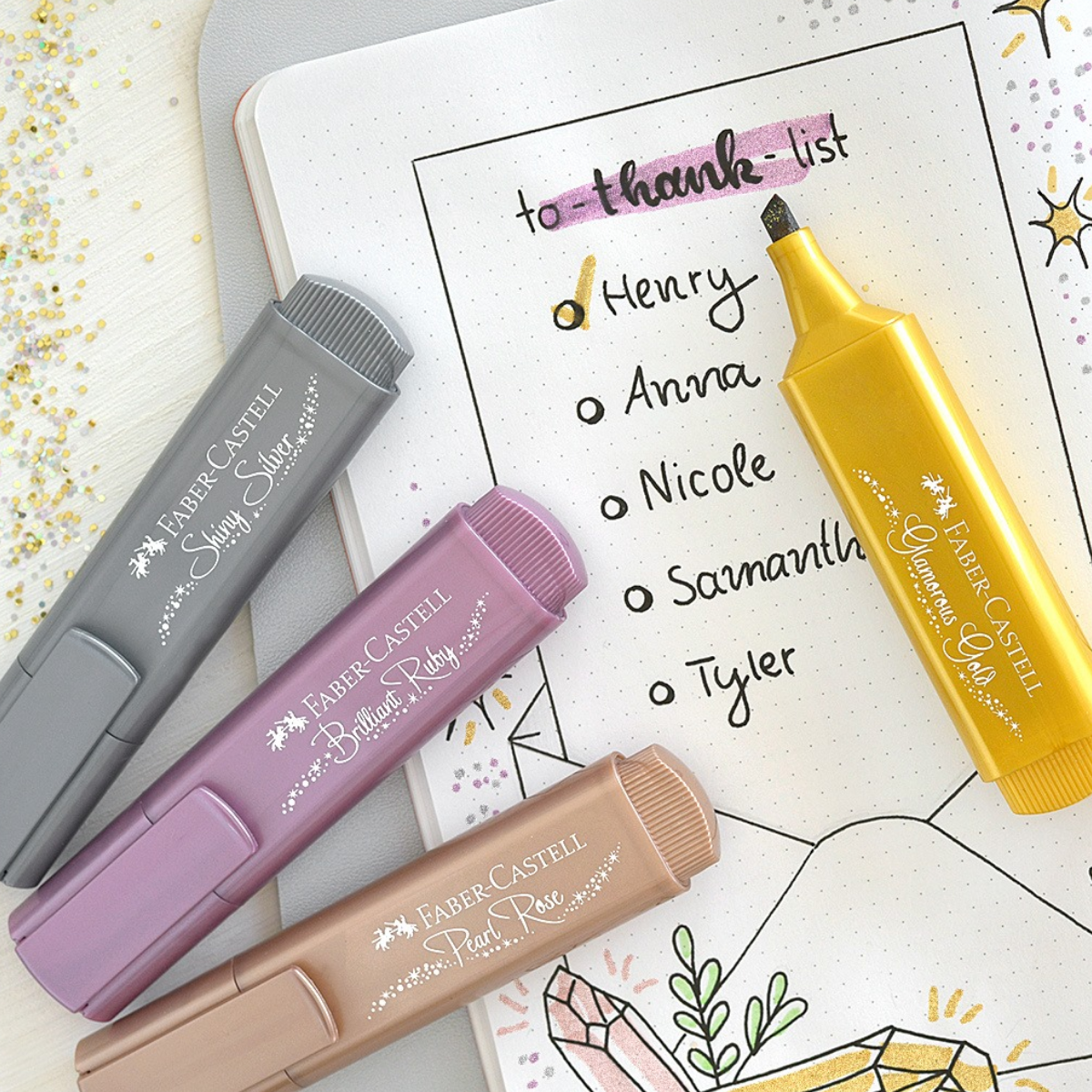 Marcador Efecto Metalico Faber Castell 4 Pz - MarchanteMX