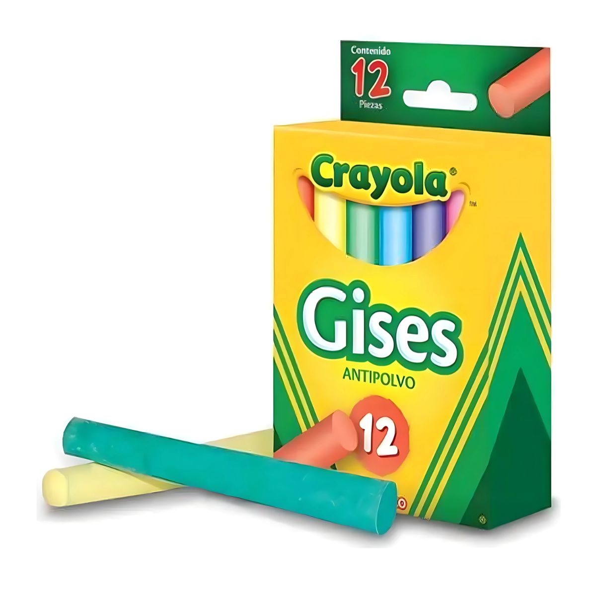 Caja 12 Gises Color Antipolvo Tizas Pizarron Escolar Crayola