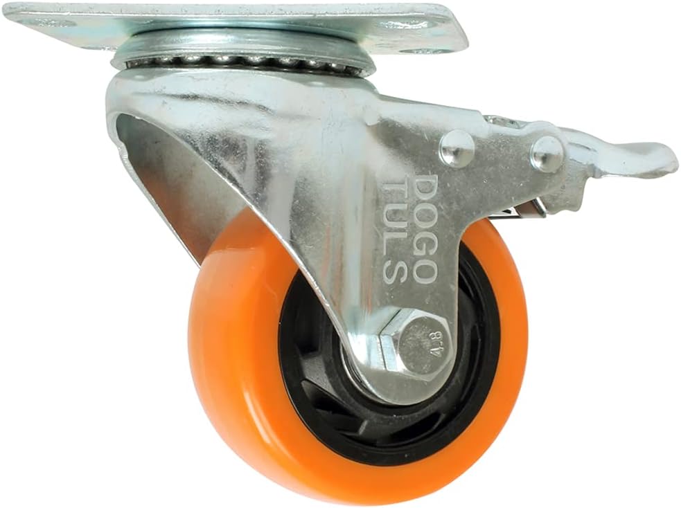 Rodaja Pvc Giratoria Naranja Con Placa Freno 2´´ Dogotuls