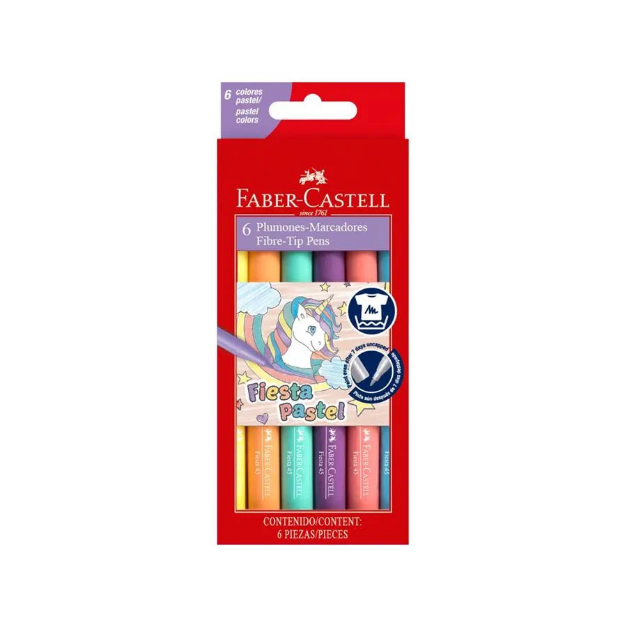 Plumones Lavables Faber Castell Fiesta Pastel 6 Pz