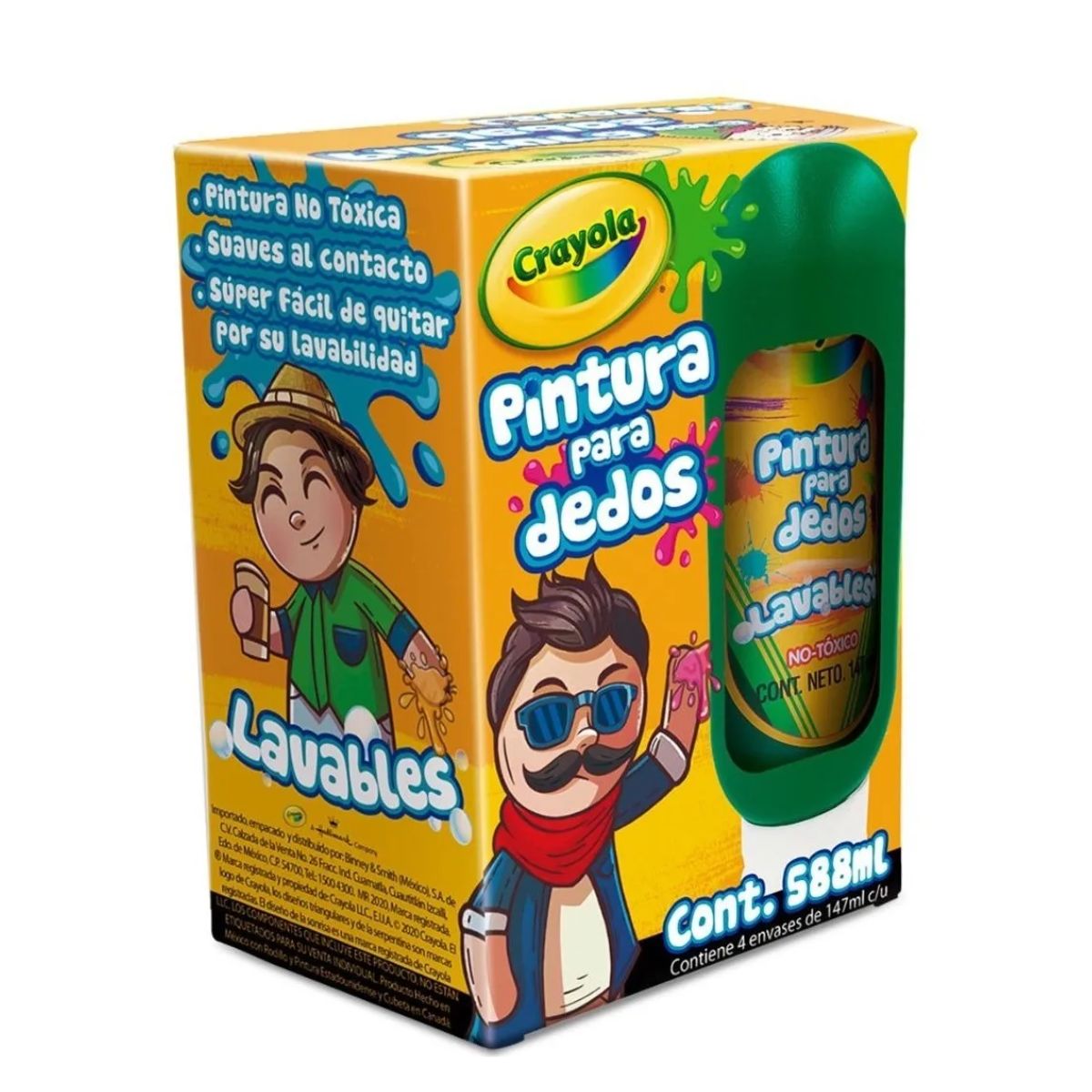 4 Pinturas Para Dedos Lavables Colores Marca Crayola