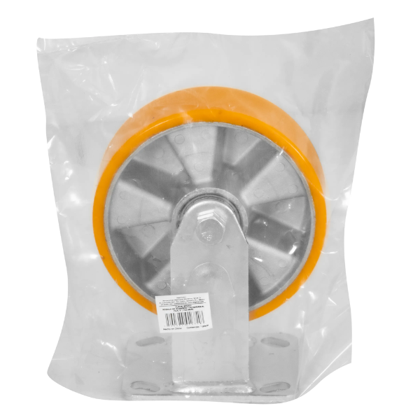 Rodaja De Aluminio PU Naranja Fija Con Placa 6" Dogotuls