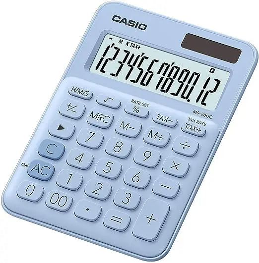 Calculadora Mini de Escritorio Casio Ms-20uc 12 Dígitos Elegir Color Azul Claro - Casio