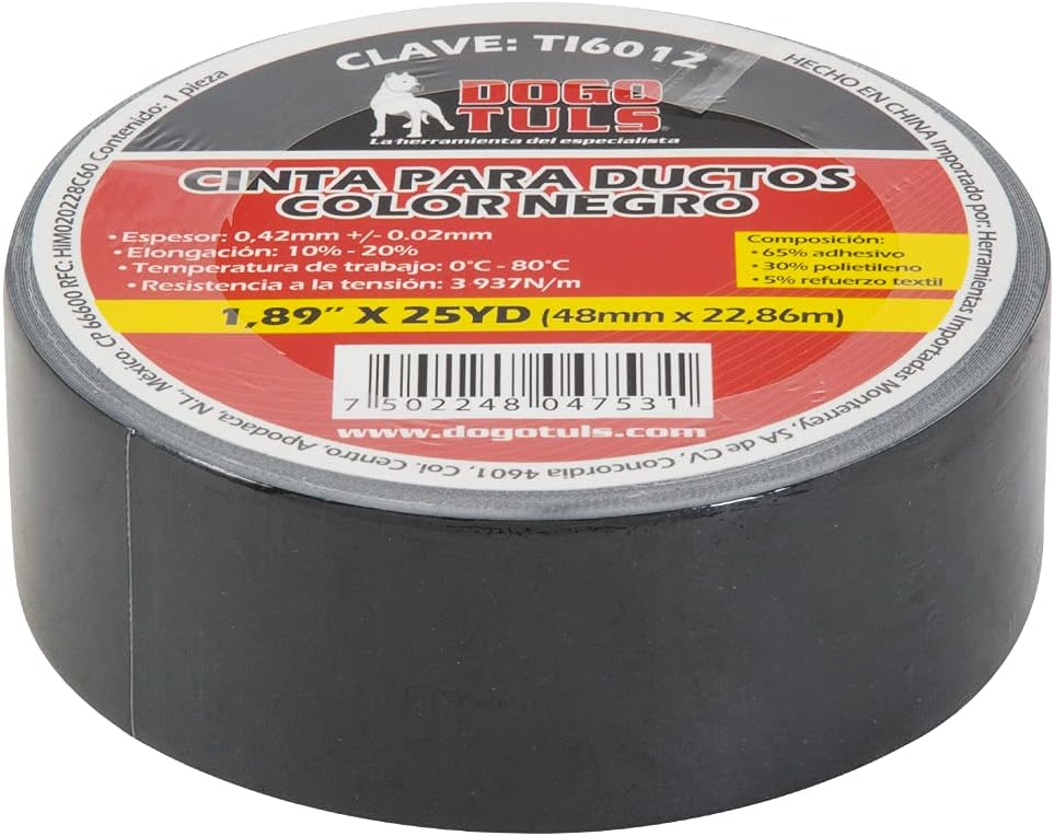 Cinta Ductos Negra 22m Dogotuls Duct Tape Resistente