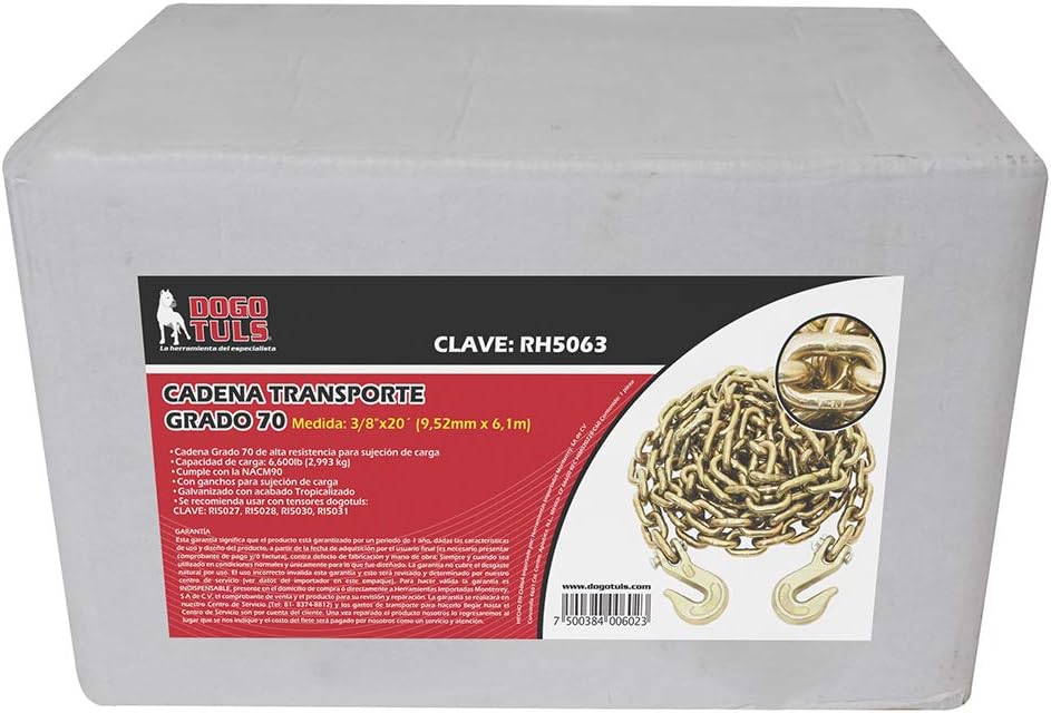 Cadena Transporte Ganchos 3/8´´ X 20´ Dogotuls Grado 70