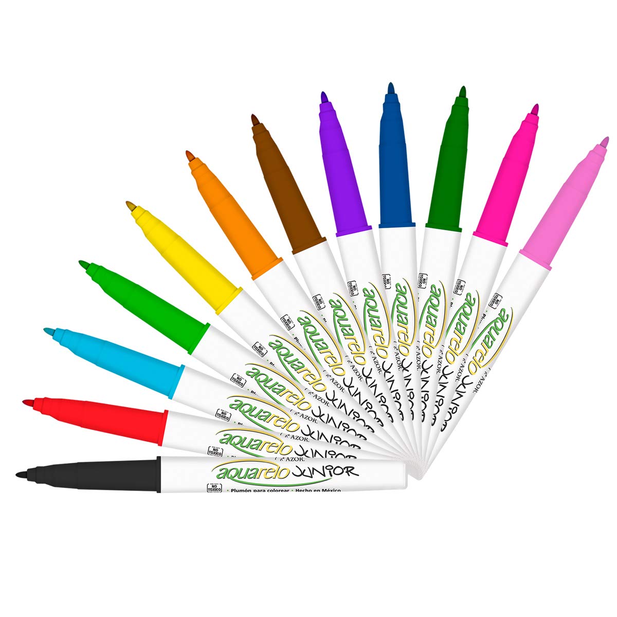 Marcadores Azor Color Base Agua Lavables Aquarelo Junior 12 Piezas Elige Color