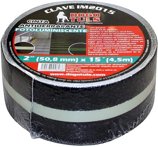 CINTA ANTIDERRAPANTE FOTOLUMINISCENTE (BRILLA EN LA OBSCURIDAD) 2" X 4.5m DOGOTULS IM2015