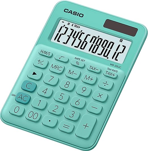 Calculadora Mini de Escritorio Casio Ms-20uc 12 Dígitos Elegir Color - MarchanteMX
