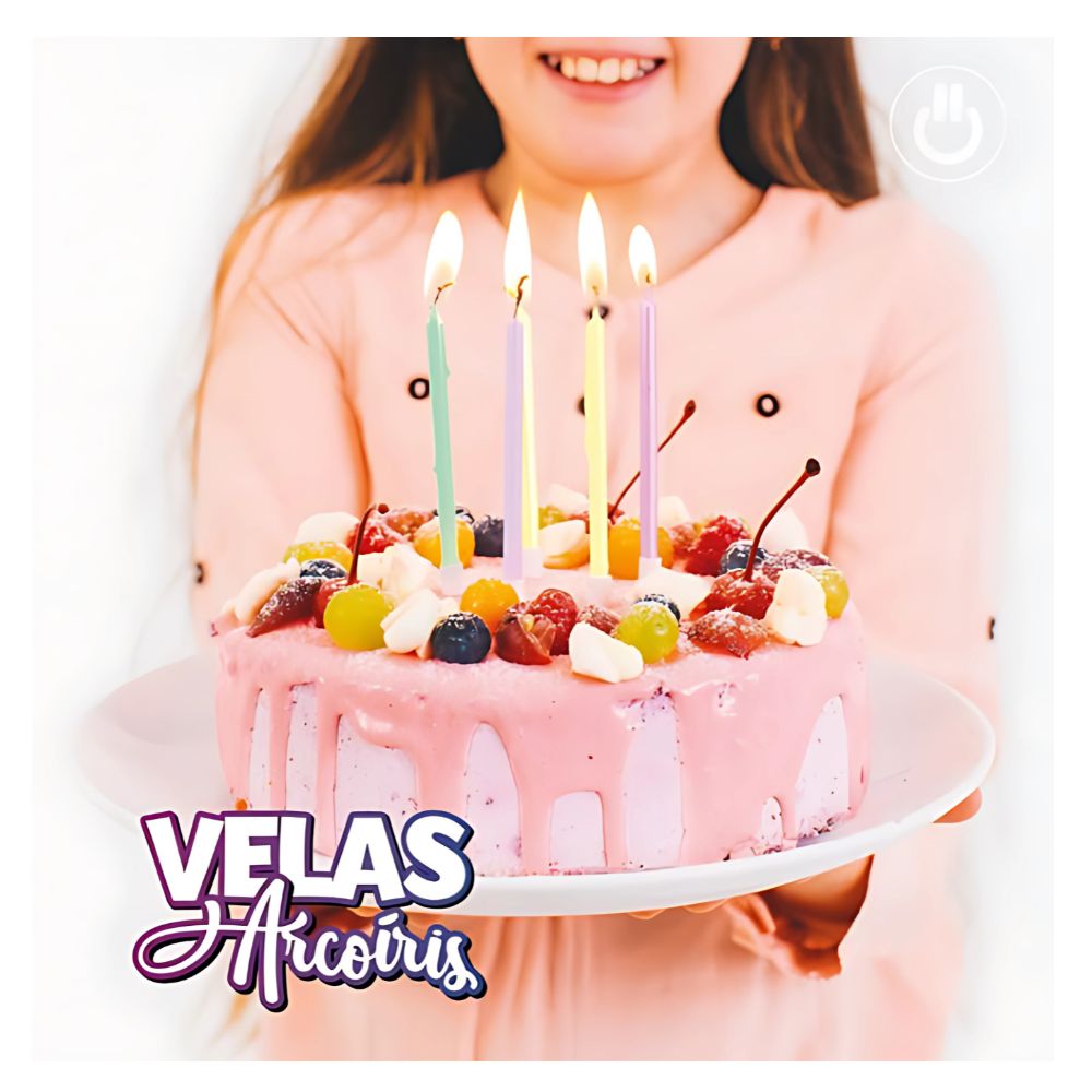 8pz Velas Arcoiris Party Is On Multicolor Cumpleaños Pastel