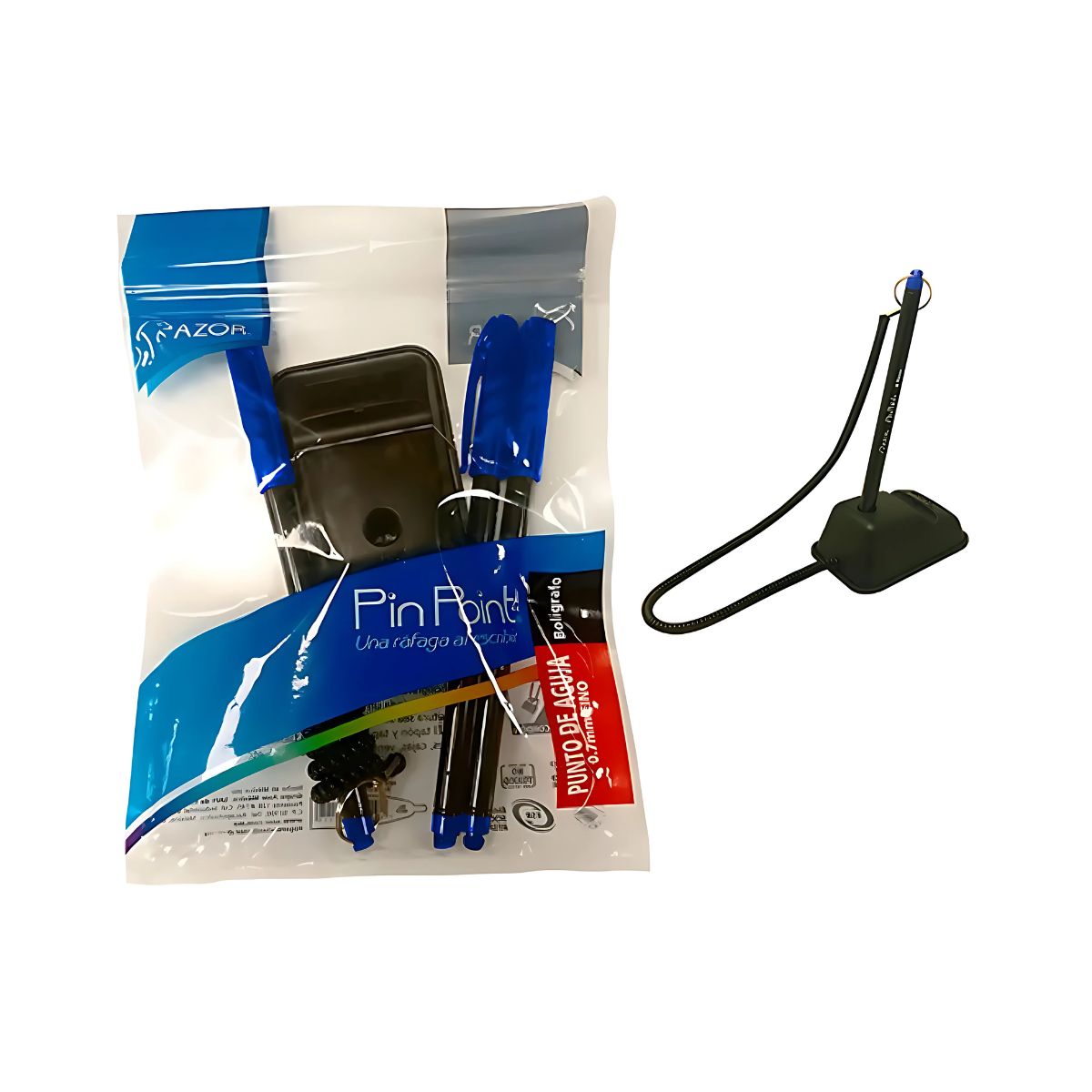 Boligrafo Azor Pin Point Tinta Azul C/base Punto 0.7 Mm C/3