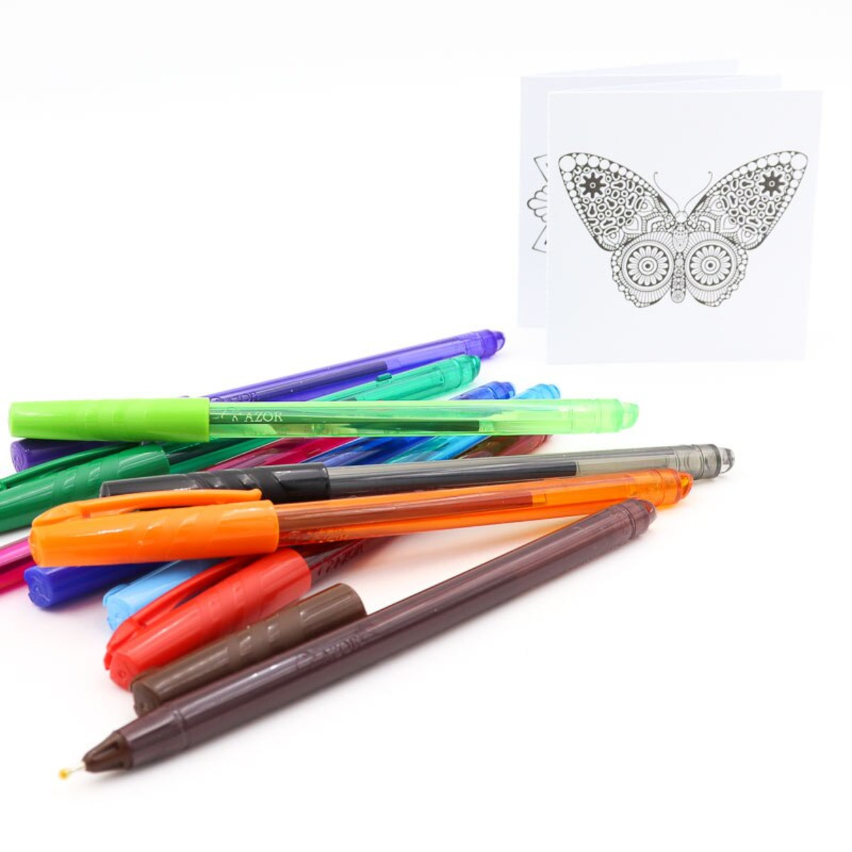 Plumas Bolígrafos Azor Pin Point Punto Fino Colores Mixtos 10 Piezas