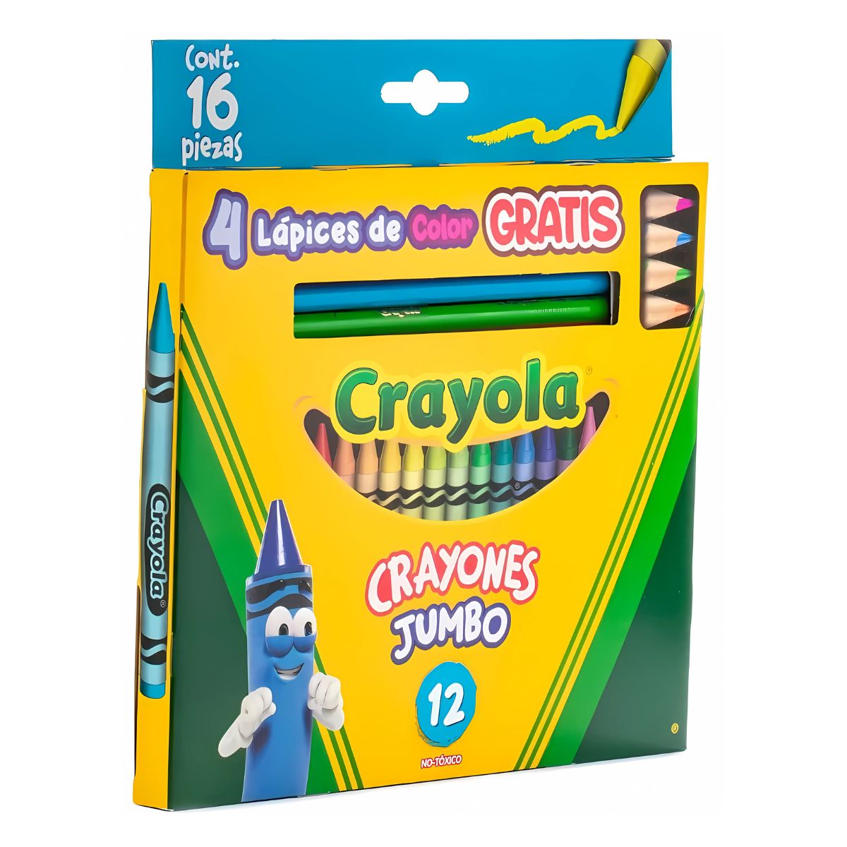 12 Crayones Jumbo Colores + 4 Lapices Color Crayola 16 Pzs
