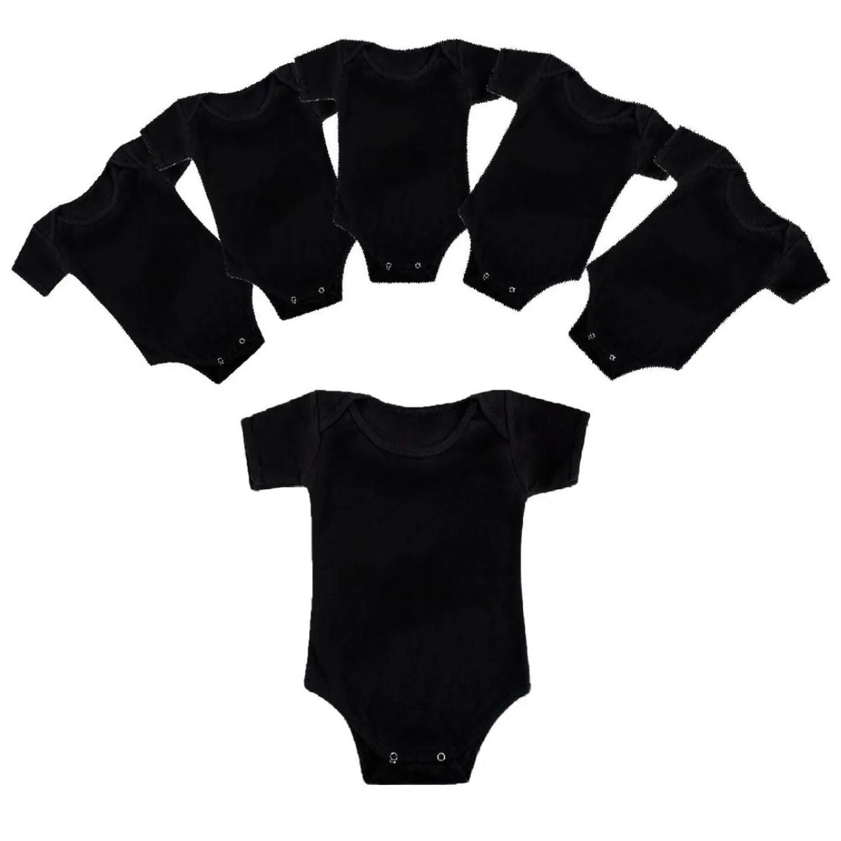 6pz Pañalero Negro Ropa Bebé Niño Niña Manga Larga y Corta