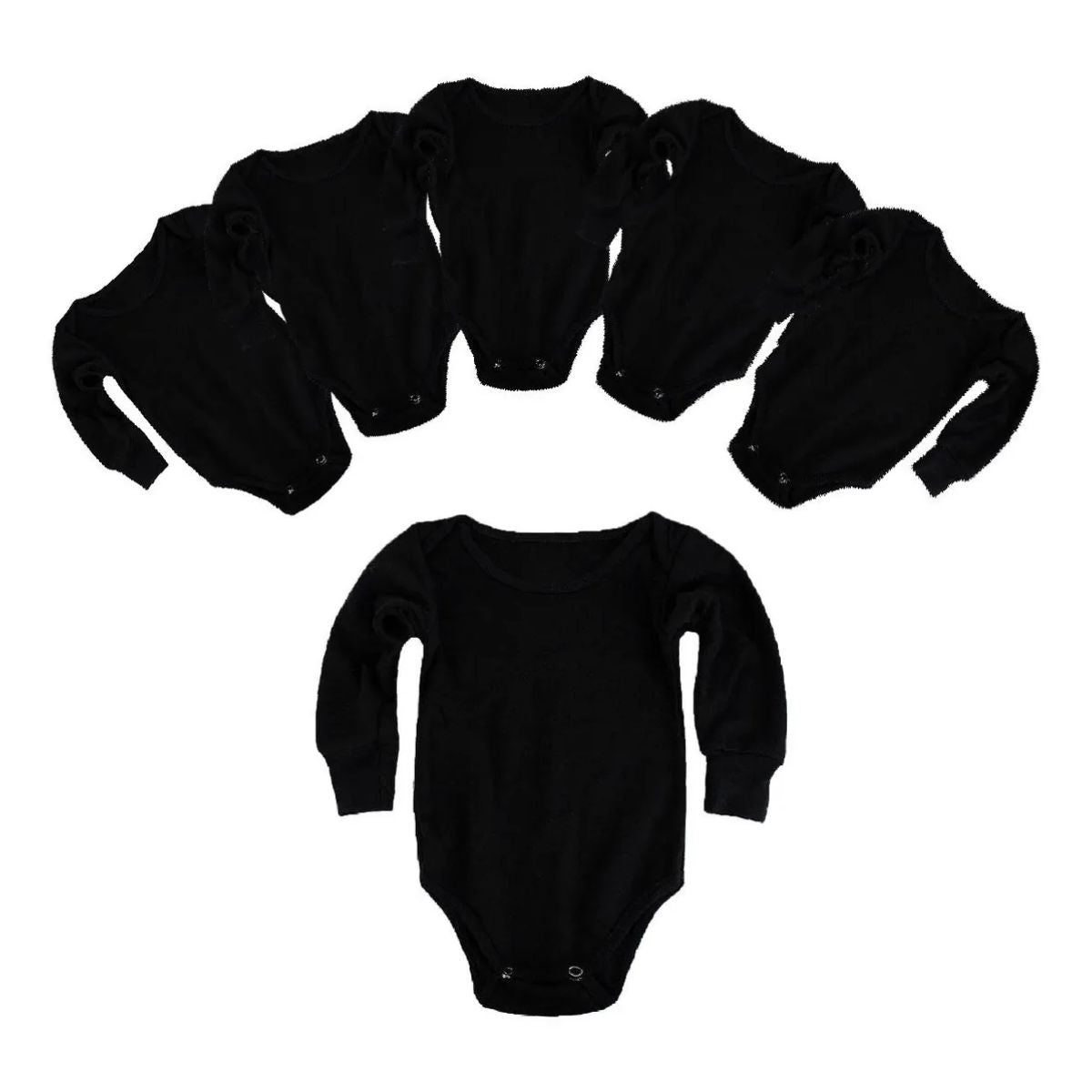 6pz Pañalero Negro Ropa Bebé Niño Niña Manga Larga y Corta