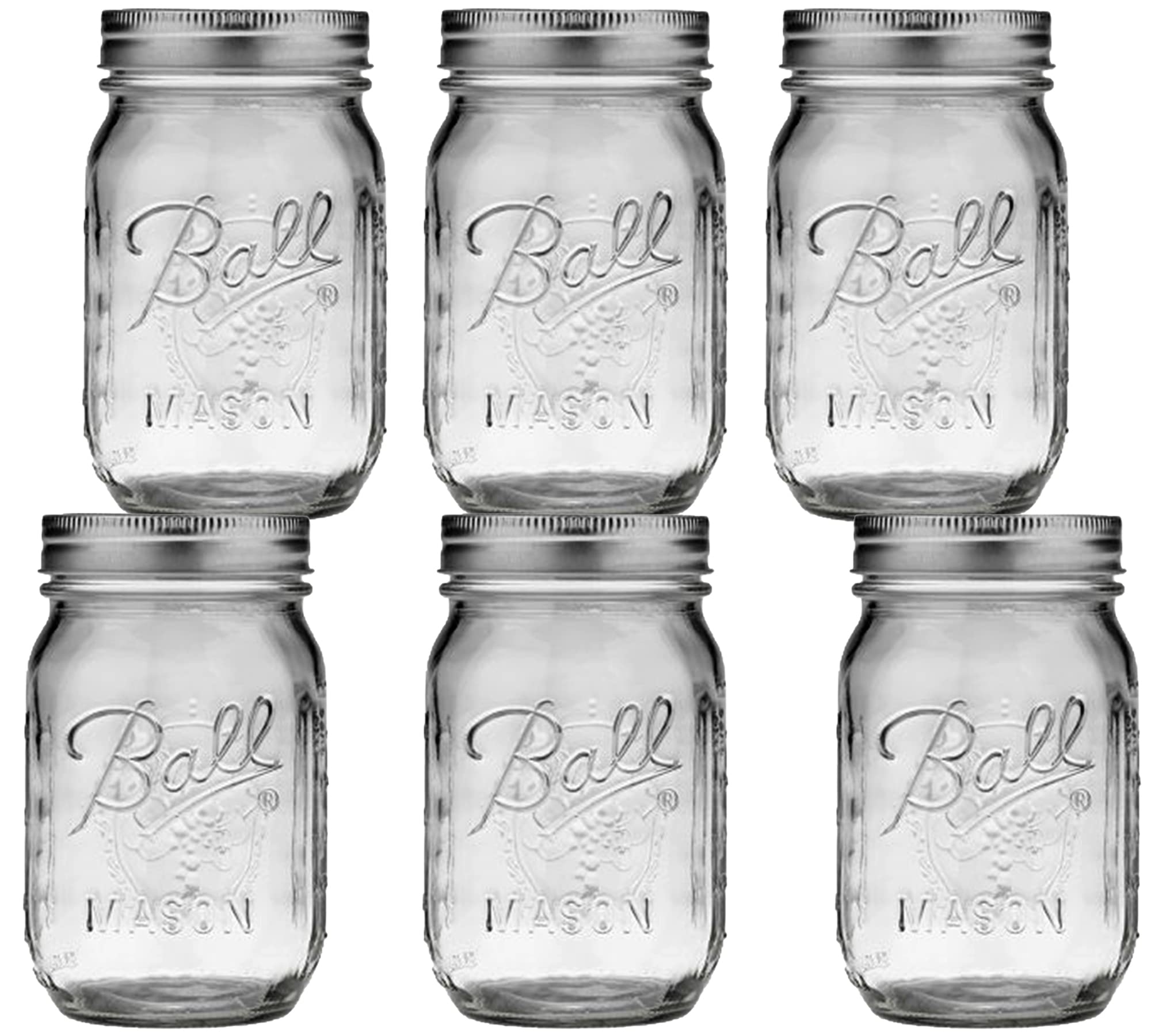 6 Pack Mason Jars Ball 16 Oz (6 Piezas) Boca Regular