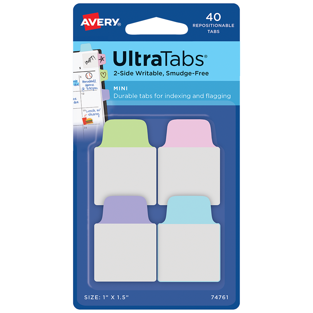 40pz Ultra Tabs Mini Avery Colores Pastel Reposicionables
