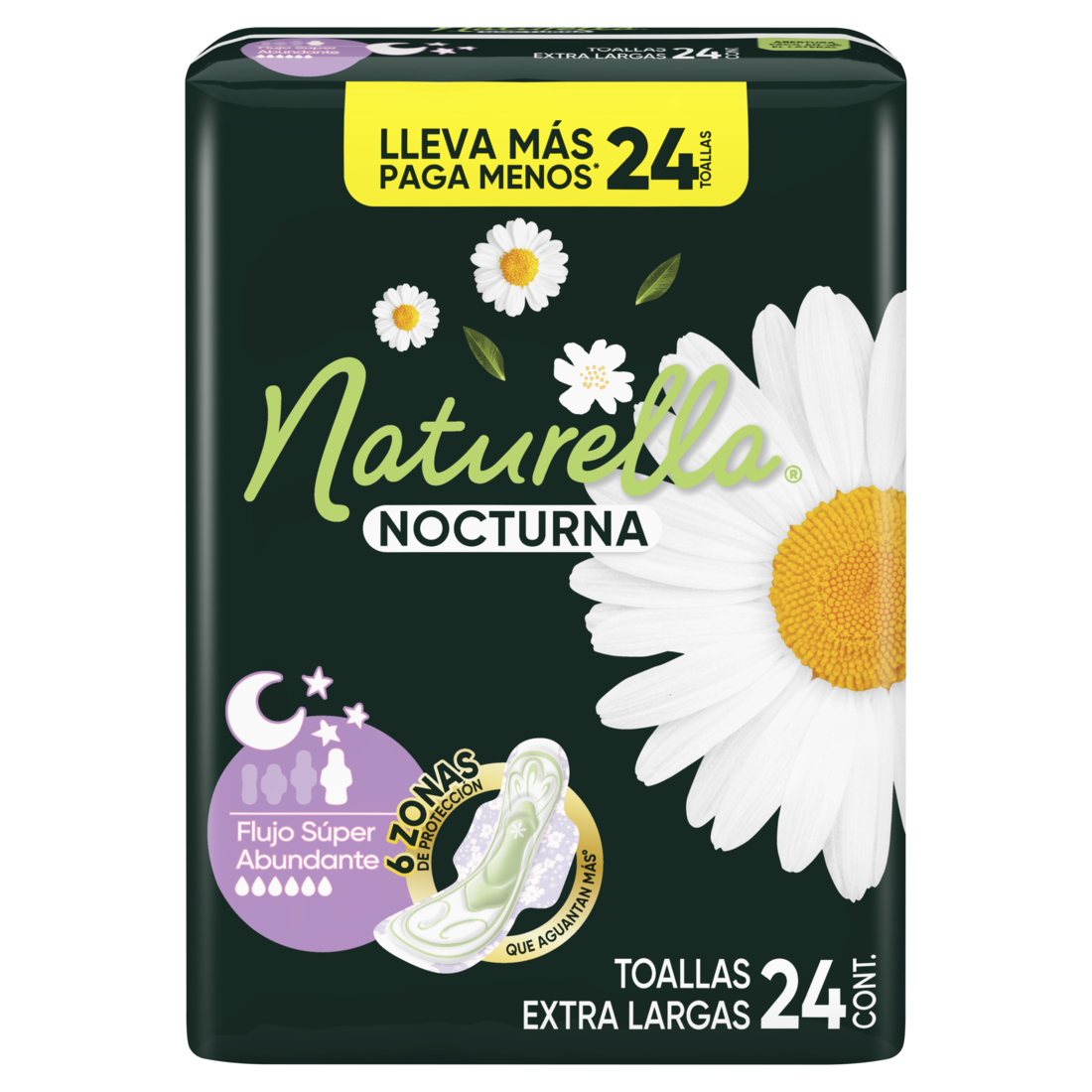 24pz Toallas Femeninas Naturella Nocturnas C/alas Abundante