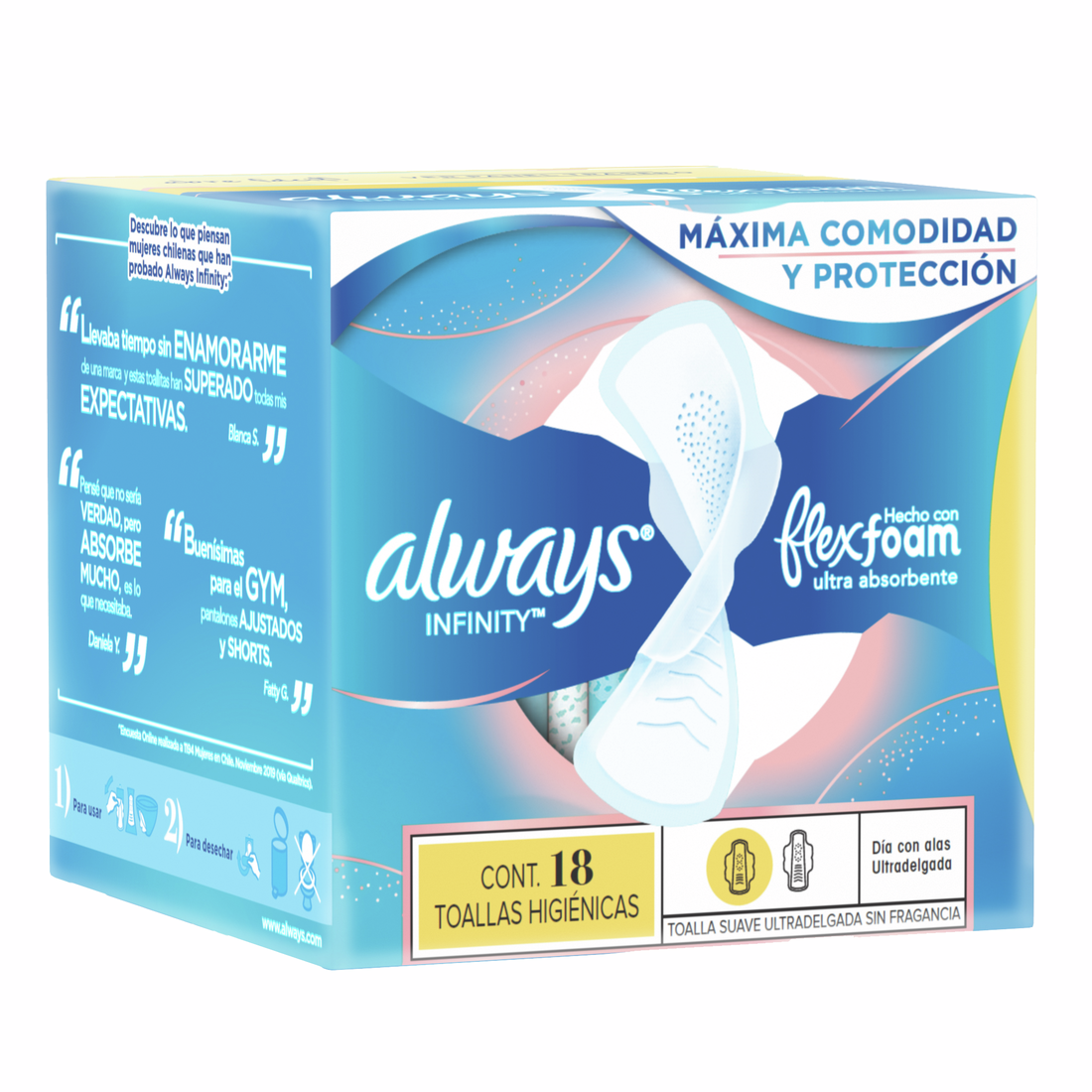 18 Toallas Femeninas Always Infinity Flexfoam Ultradelgada