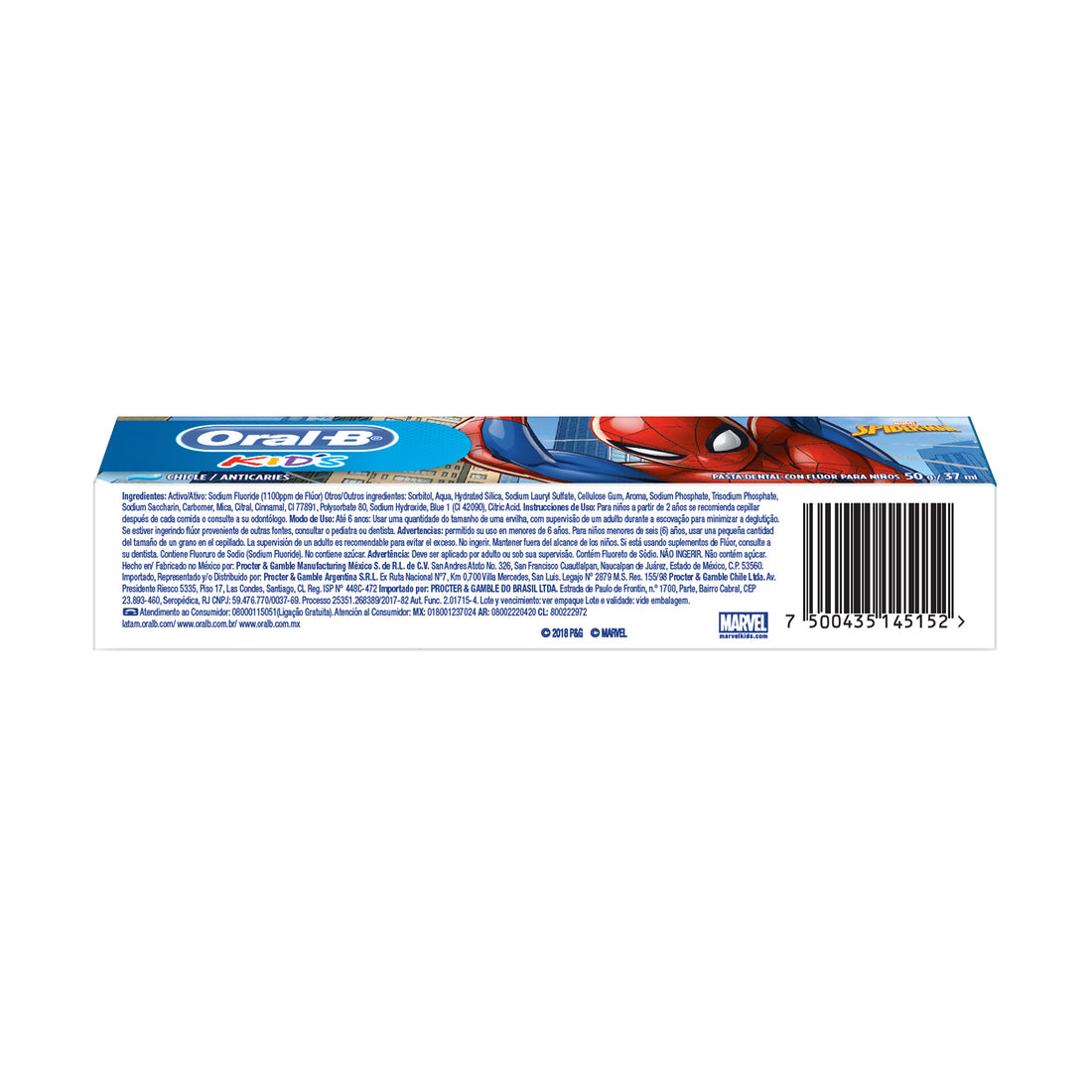Pasta Dental Para Niños Oral-b Kids Spiderman 37ml Chicle