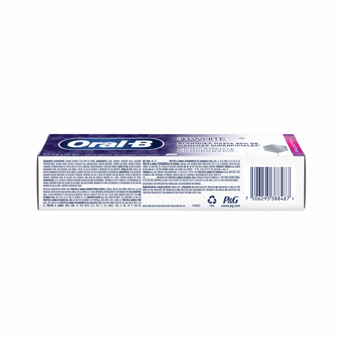 Pasta Dental Oral-b 3d White 53 Ml Blancura Brilliant Fresh