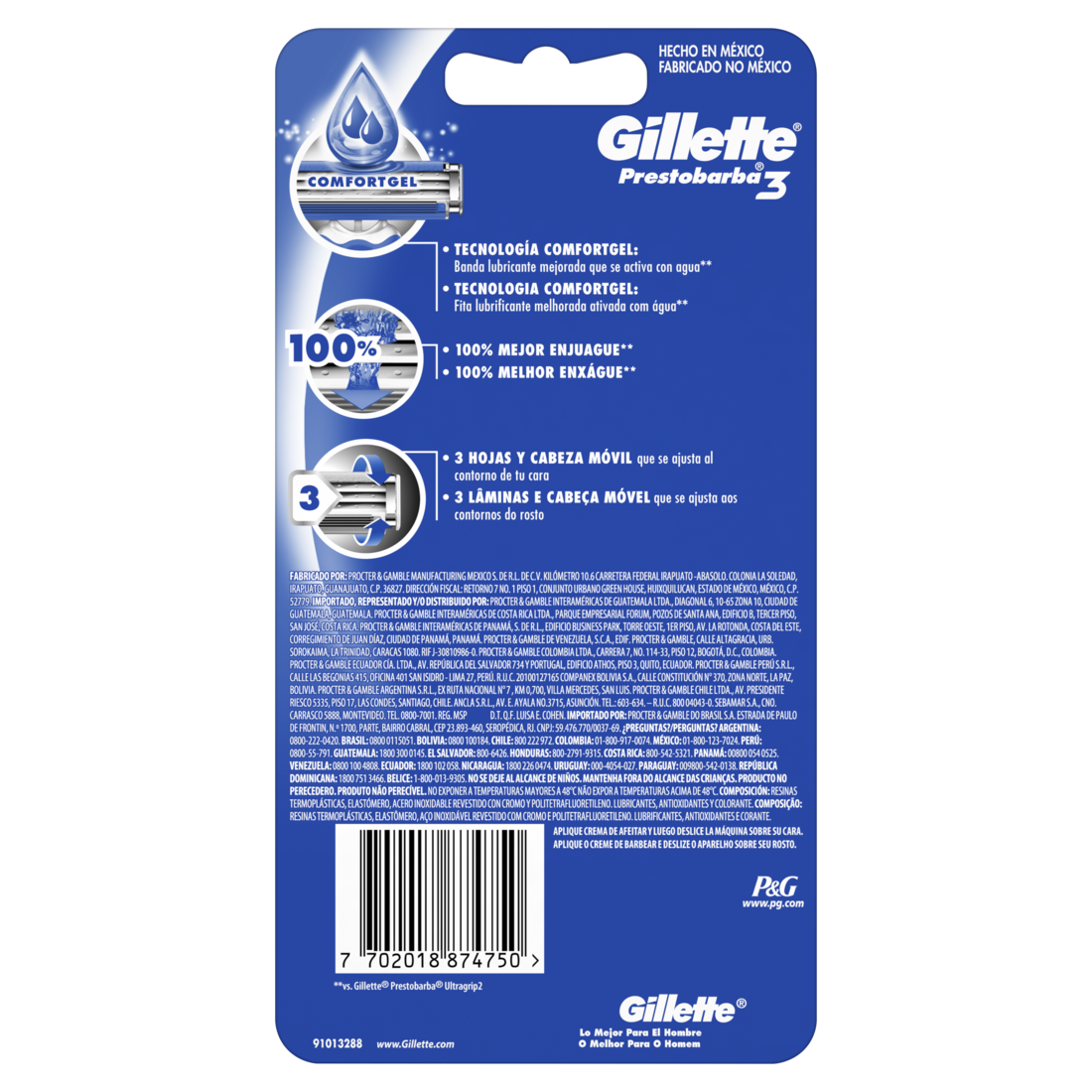 4pz Afeitadoras Desechables Gillette Prestobarba3 Comfortgel