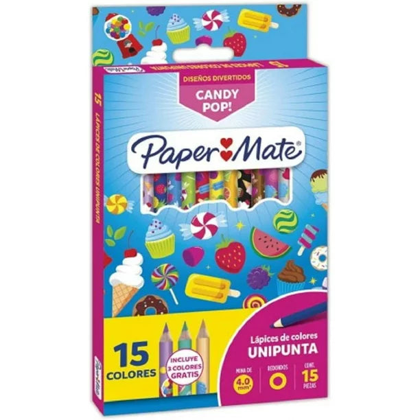 Lápices De Colores Paper Mate Unipunta Candy Pop 15 Piezas