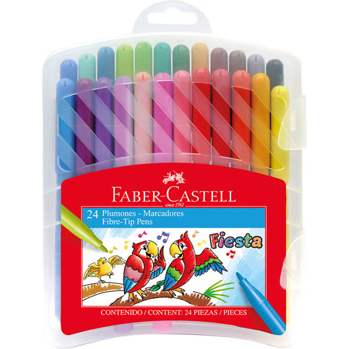Plumones de Colores Faber Castell Fiesta 24 Pz - MarchanteMX