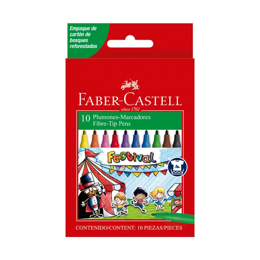 Plumones Faber Castell Festival Punta Fina 12 Pz - MarchanteMX