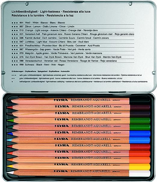 Lápices Colores Acuarelables Lyra Rembrandt Aquarell Set 12 Piezas