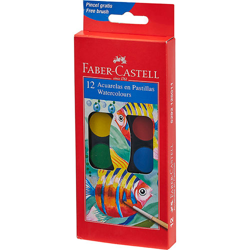 Acuarelas Infantil Faber Castell 24mm Estuche 12 Pz - MarchanteMX