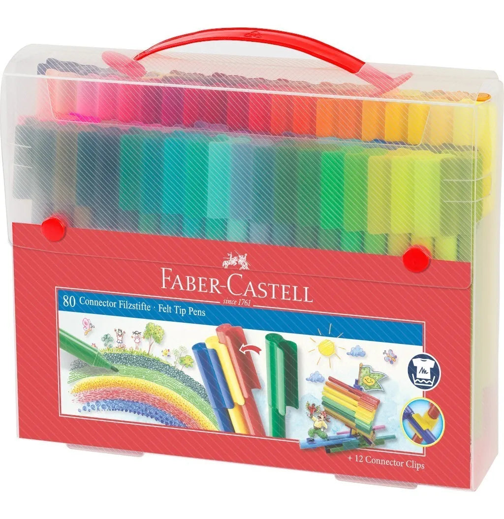 Plumones de Colores Lavables Faber Castell Estuche Rígido 80 Pz - MarchanteMX