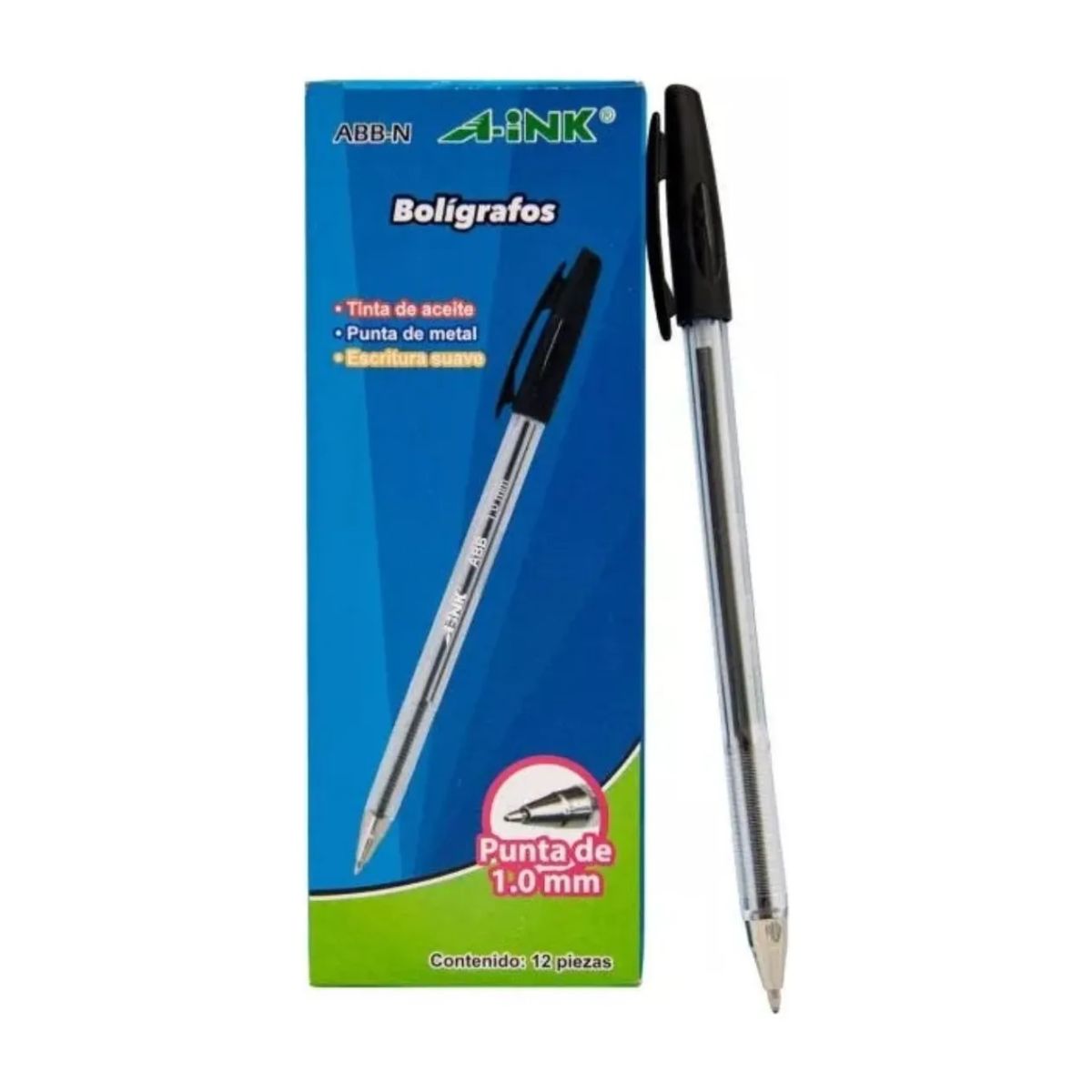12 Boligrafos Aceite A-ink Punta Bala 1.0mm Elegir Color