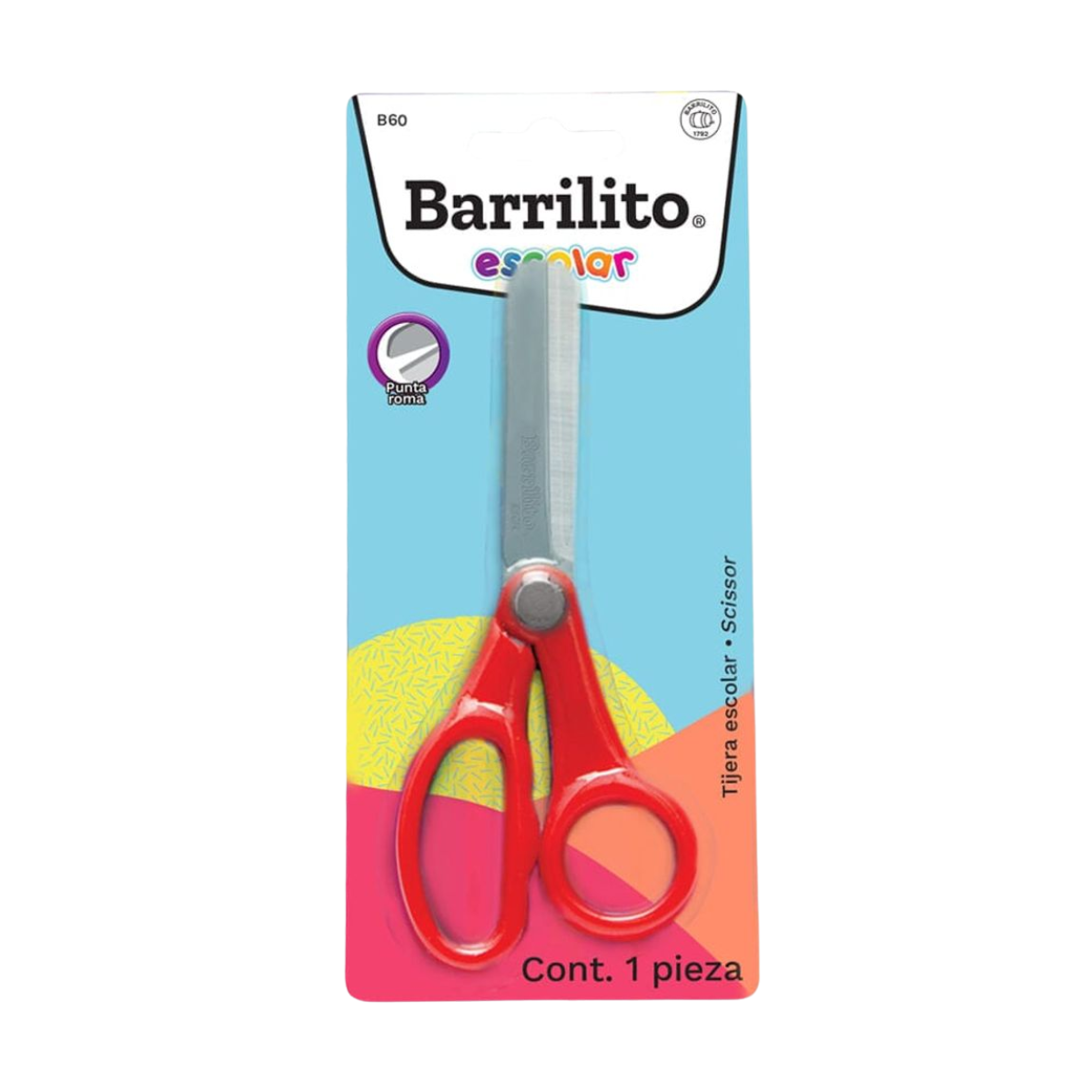Tijeras Acero Inox Barrilito B60 Punta Roma Varios Colores