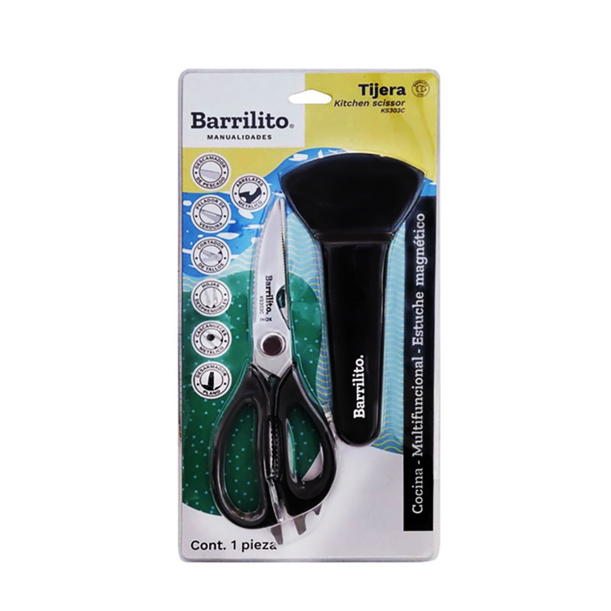 Tijera Cocina Barrilito Ks303c Funda Color Negro 8puLG